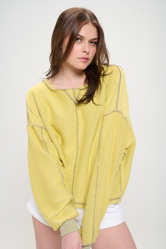 Long Dolman Sleeve Round Neck Casual Knit Sweater | view 15 | Jade by Jane | us.meeeshop