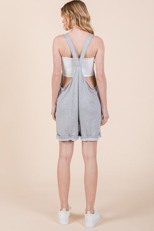 French Terry Short Overalls with Pockets | us.meeeshop