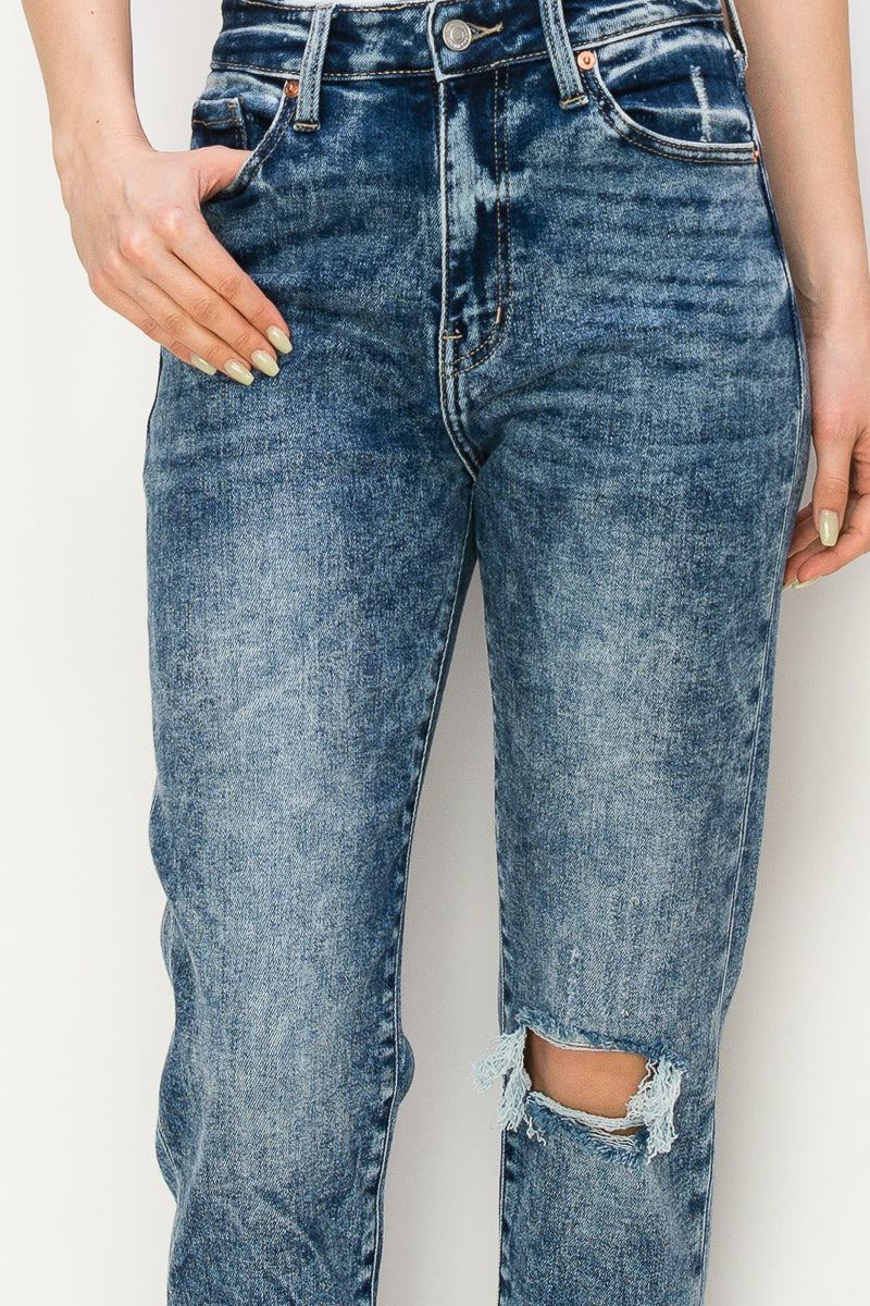 aubree high rise Aubree High Rise Stretch Distressed Mom Jeans view 7 (bottom) - shop at us.meeeshop