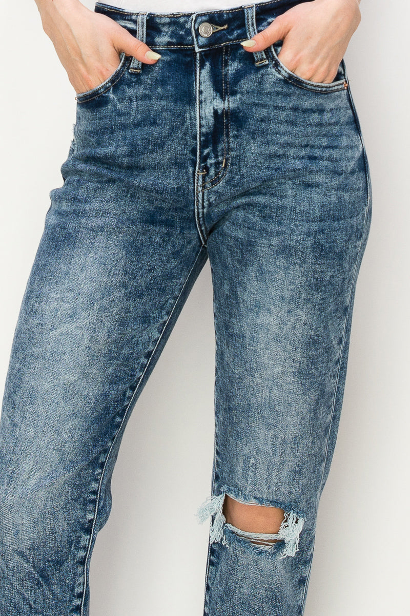 aubree high rise Aubree High Rise Stretch Distressed Mom Jeans view 11 (bottom) - shop at us.meeeshop