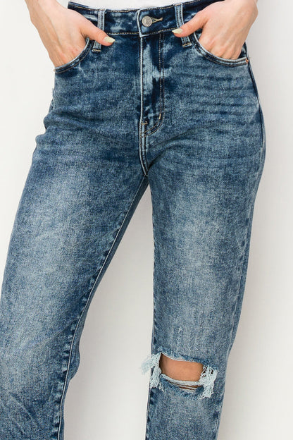 aubree high rise Aubree High Rise Stretch Distressed Mom Jeans view 11 (bottom) - shop at us.meeeshop