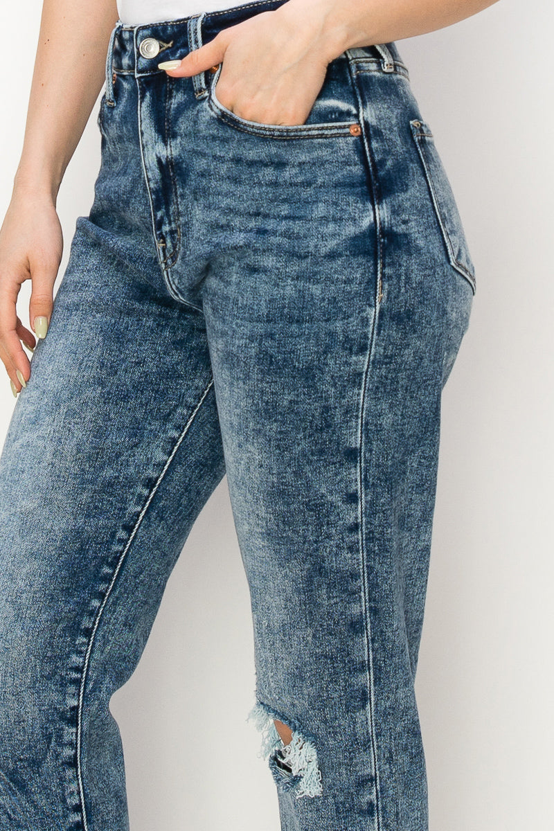 aubree high rise Aubree High Rise Stretch Distressed Mom Jeans view 14 (bottom) - shop at us.meeeshop