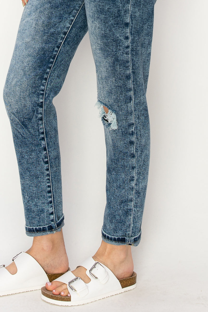 aubree high rise Aubree High Rise Stretch Distressed Mom Jeans view 15 (bottom) - shop at us.meeeshop
