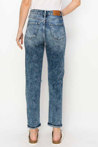 aubree high rise Aubree High Rise Stretch Distressed Mom Jeans view 17 (bottom) - shop at us.meeeshop