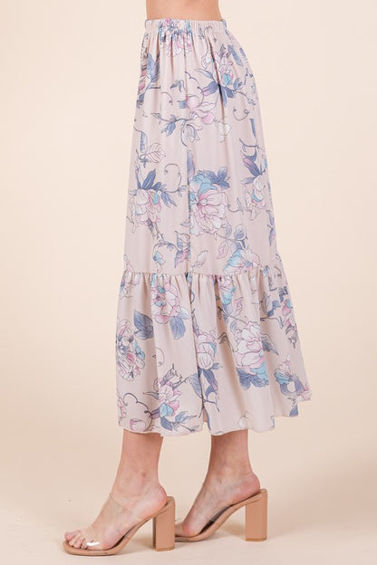 Ruffle Bottom Floral Print Skirt | us.meeeshop