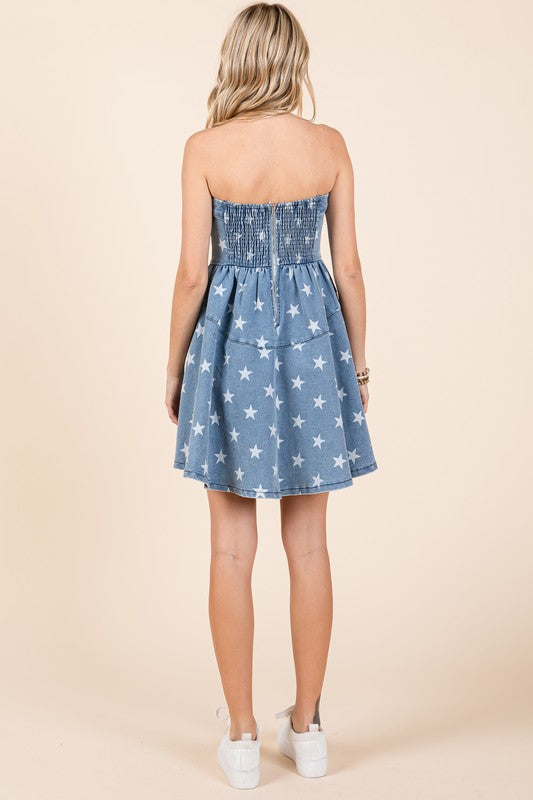 GeeGee Star Denim Mini Dress - us.meeeshop