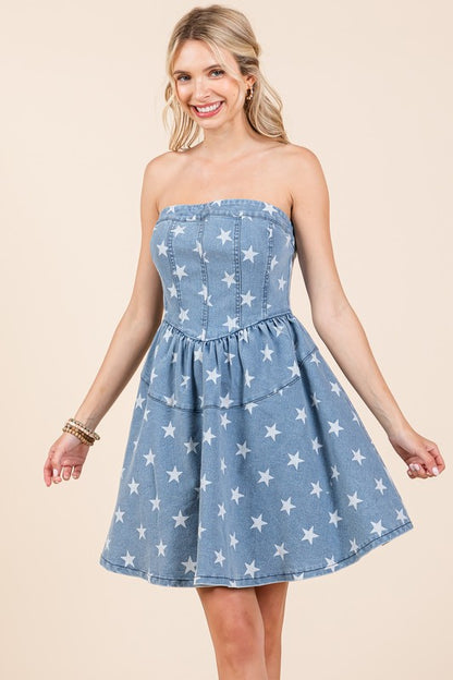 GeeGee Star Denim Mini Dress - us.meeeshop