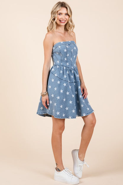 GeeGee Star Denim Mini Dress - us.meeeshop