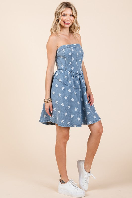 GeeGee Star Denim Mini Dress - us.meeeshop