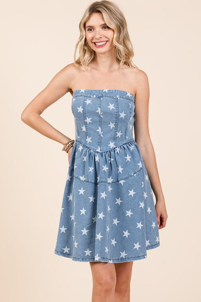 GeeGee Star Denim Mini Dress - us.meeeshop