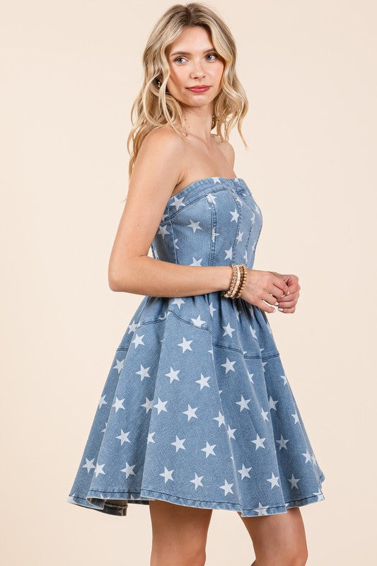 GeeGee Star Denim Mini Dress - us.meeeshop