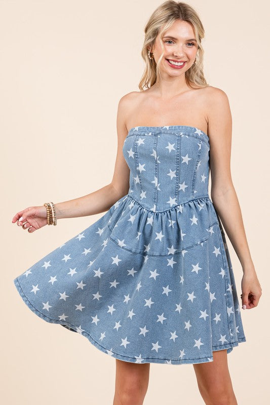 GeeGee Star Denim Mini Dress - us.meeeshop