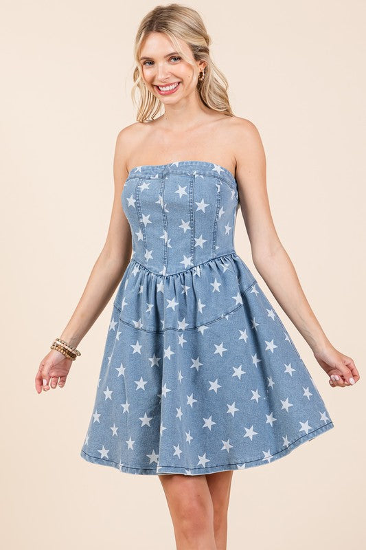 GeeGee Star Denim Mini Dress - us.meeeshop