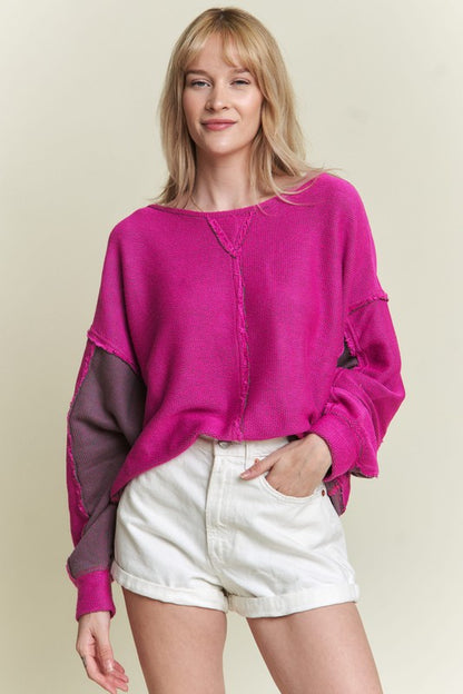 Long Dolman Sleeve Round Neck Casual Knit Sweater | view 8 | Jade by Jane | us.meeeshop