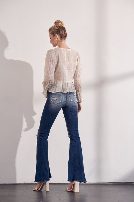 Olivia High Rise Super Flare Jeans us.meeeshop -  Pants