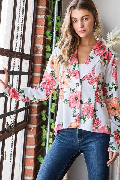 Heimish Full Size Multi Color Floral Blazers with Tunic Plus Size - us.meeeshop