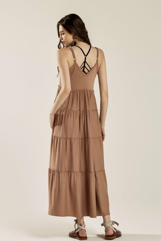 Plus Knit V-neck Ruffle Tiers Knit Maxi Dress | view 2 | noflik | us.meeeshop