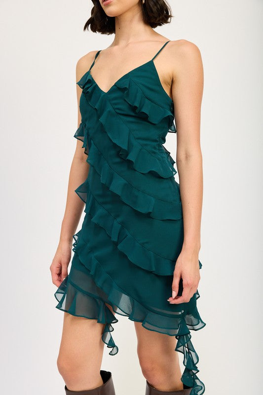 asymmetrical ruffle mini Asymmetrical Ruffle Mini Dress view 2 (dress) - shop at us.meeeshop