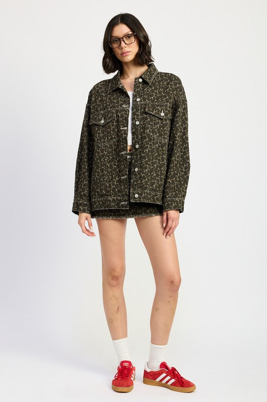 Emory Park Oversized Printed Denim Jacket