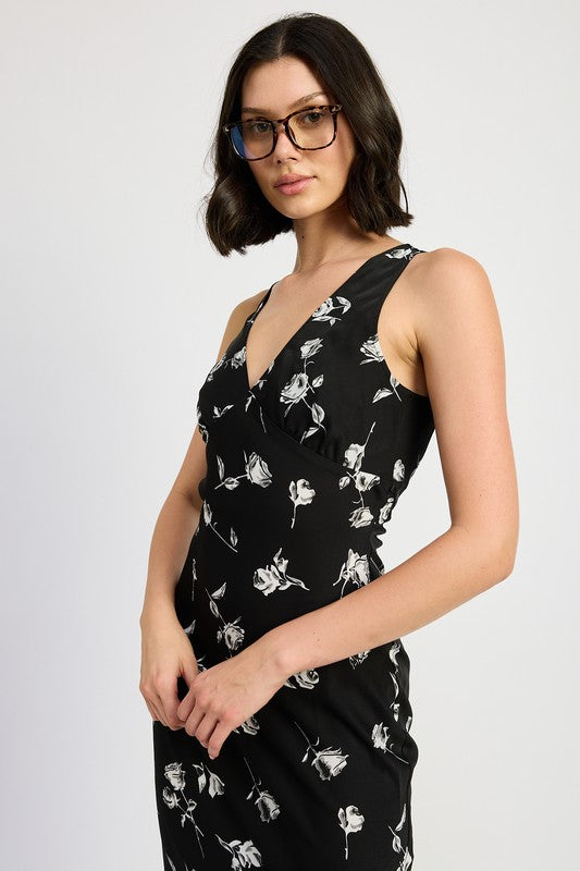 floral neck maxi Floral V Neck Maxi Dress view 2 (dress) - shop at us.meeeshop
