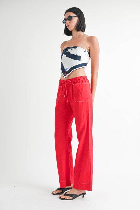 Linen Bow Tie Pants - us.meeeshop