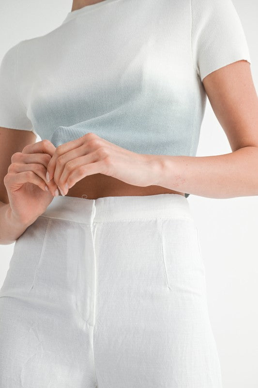 ombre crew neck Ombre Crew Neck Cropped Top view 2 (top) - shop at us.meeeshop