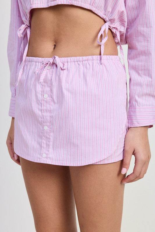 Mini Skort With Waist Drawstring - us.meeeshop