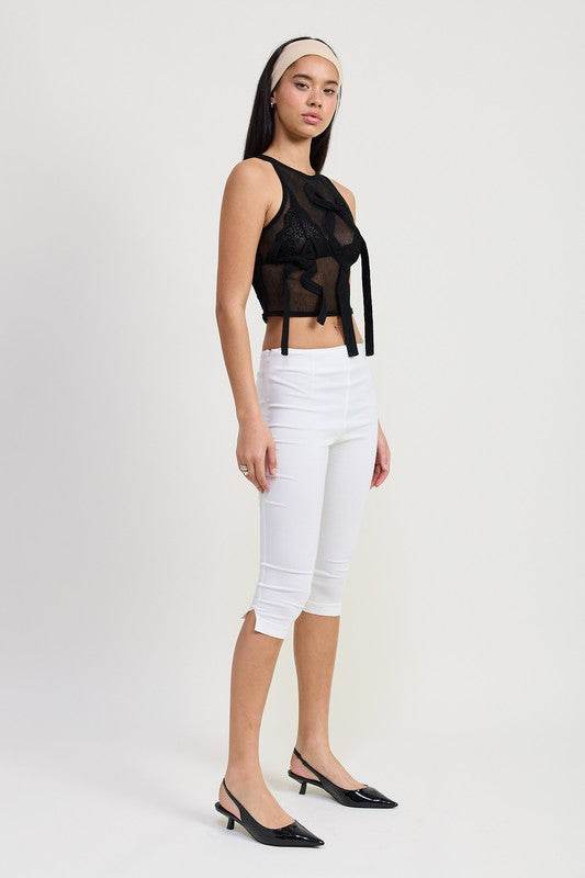 Sleeveless Sheer Bow Top - us.meeeshop