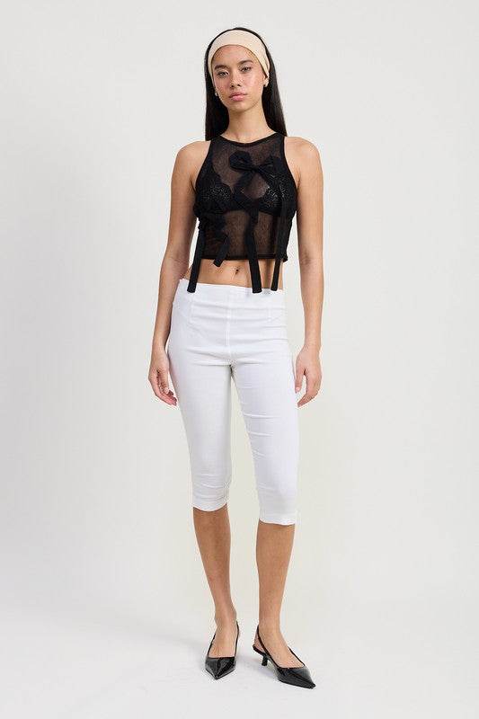 Sleeveless Sheer Bow Top - us.meeeshop