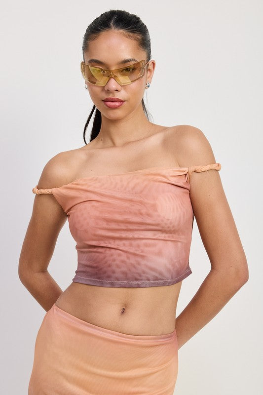 Twist Sleeve Strap Cropped Mesh Top (women's shirts & tops) view 2 - shop at us.meeeshop