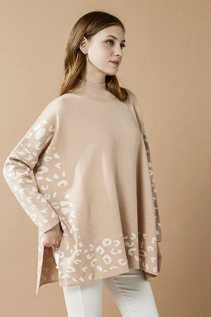 Plus Oversize Mockneck Leopard Print Sweater Tunic | view 11 | noflik | us.meeeshop