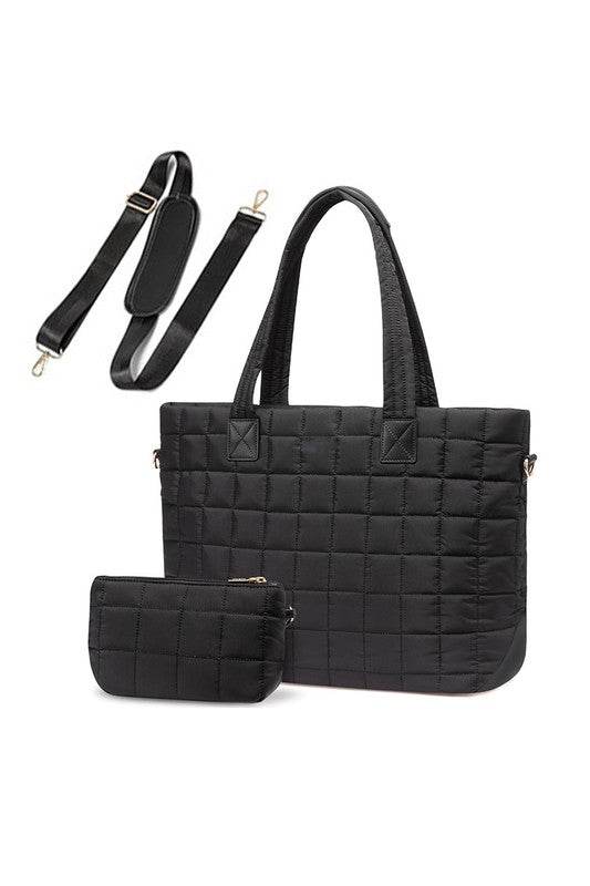 Mila Quilted Traveler Tote with Mini Clutch - us.meeeshop