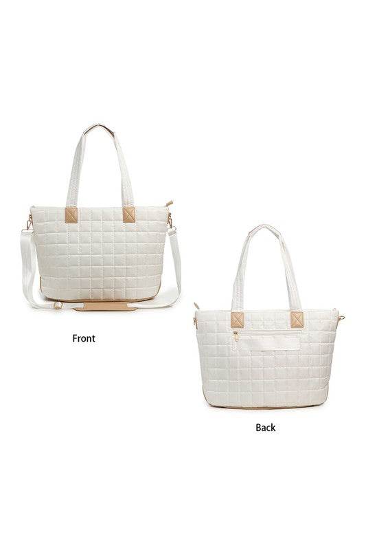 Mila Quilted Traveler Tote with Mini Clutch - us.meeeshop