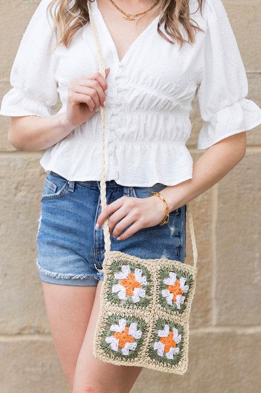 Eliza Crochet Straw Crossbody - us.meeeshop