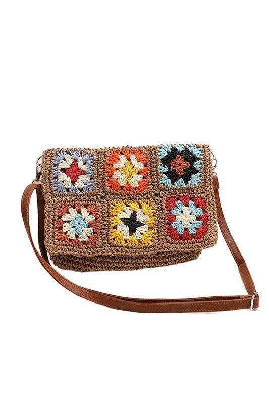 Sylvie Foldover Crochet Woven Crossbody - us.meeeshop