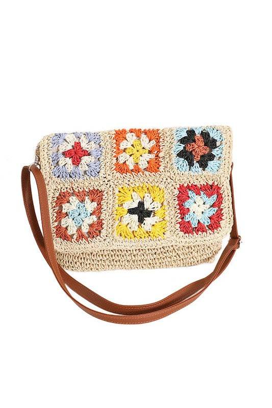 Sylvie Foldover Crochet Woven Crossbody - us.meeeshop