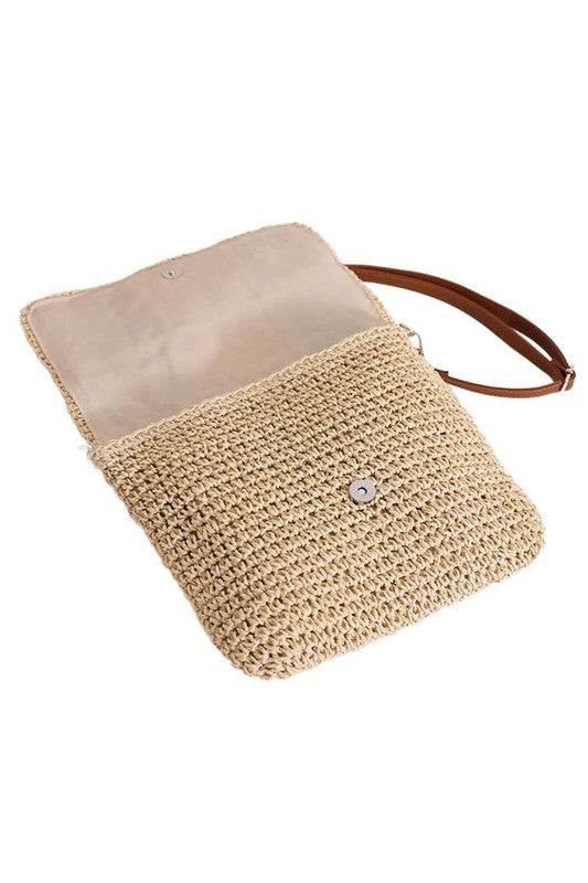 Sylvie Foldover Crochet Woven Crossbody - us.meeeshop