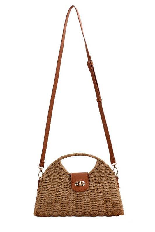 Stella Woven Straw Top Handle Crossbody Bag - us.meeeshop