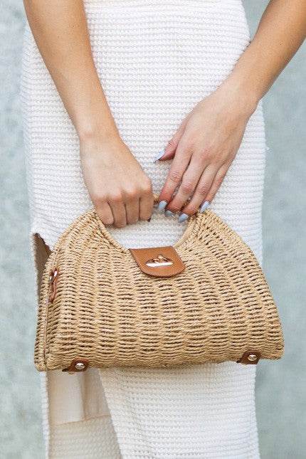 Stella Woven Straw Top Handle Crossbody Bag - us.meeeshop