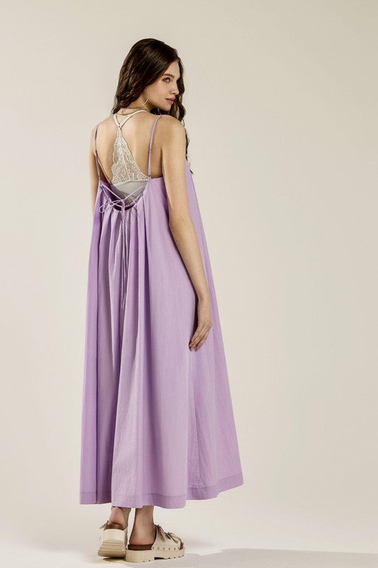 Plus Sleeveless Tuck Detail Dress with Tie Back | view 6 | noflik | us.meeeshop