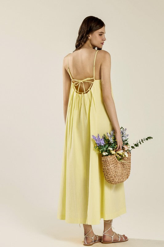 Plus Sleeveless Tuck Detail Dress with Tie Back | view 2 | noflik | us.meeeshop