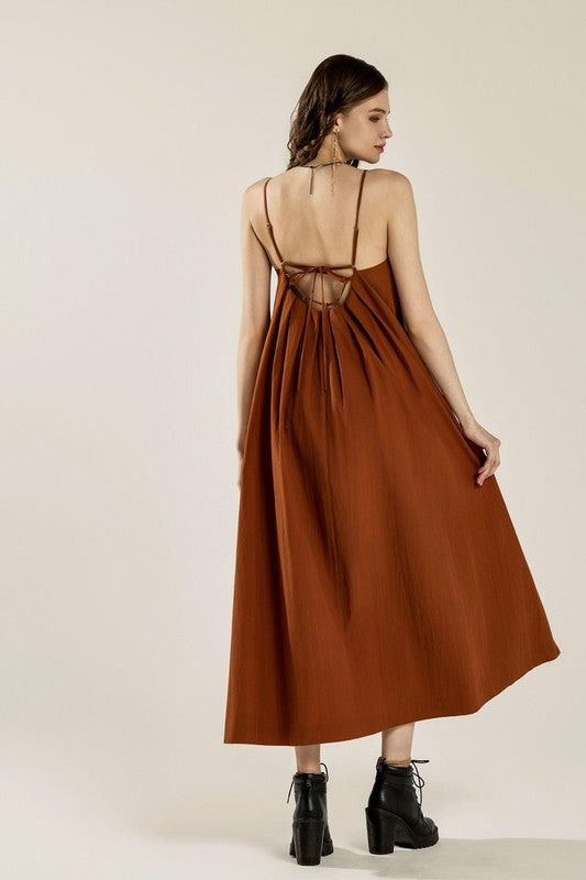 Plus Sleeveless Tuck Detail Dress with Tie Back | view 2 | noflik | us.meeeshop