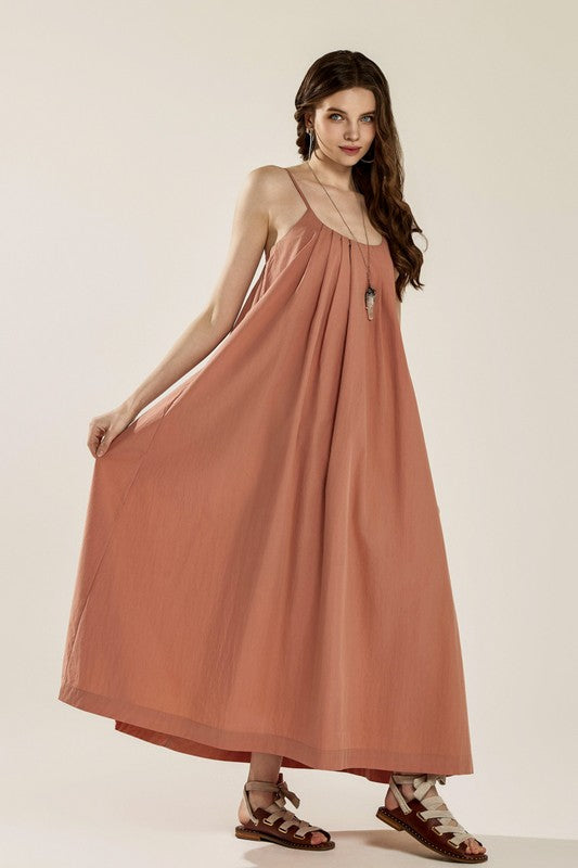 Plus Sleeveless Tuck Detail Dress with Tie Back | view 2 | noflik | us.meeeshop