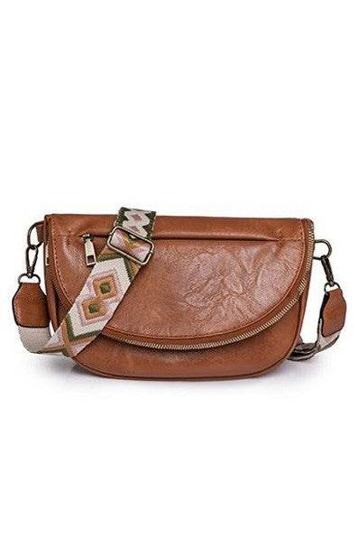 Callie Fold Over Leather Crossbody Sling Bag - us.meeeshop