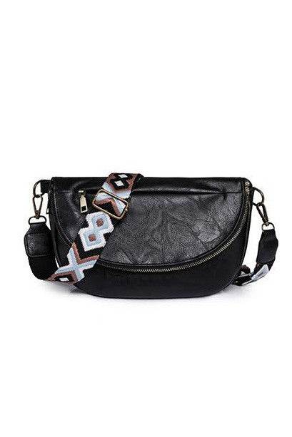 Callie Fold Over Leather Crossbody Sling Bag - us.meeeshop