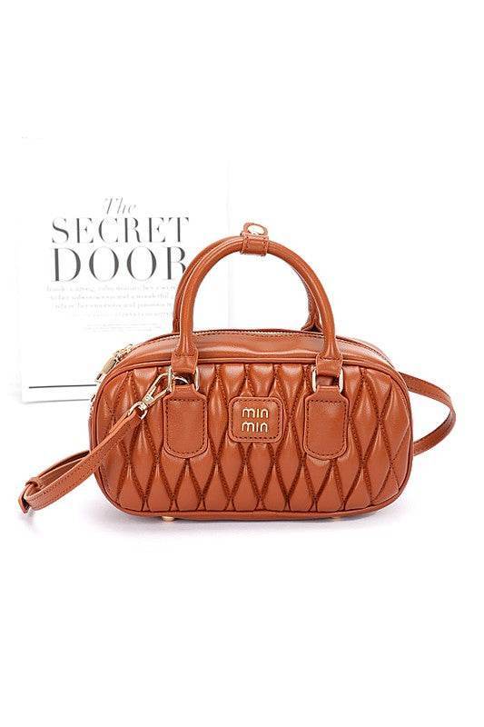 Faux Leather Quilted Convertible Top Handle Bag - us.meeeshop