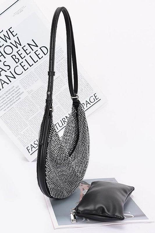 Rhinestone Mesh Iconic Shoulder Bag Set - us.meeeshop