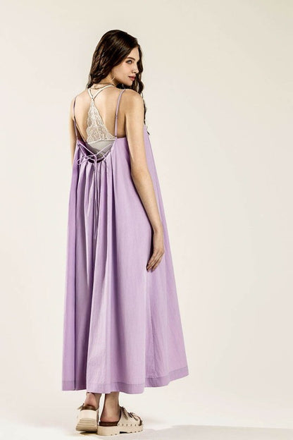 Sleeveless Tuck Detail Dress with Tie Back | view 4 | noflik | us.meeeshop