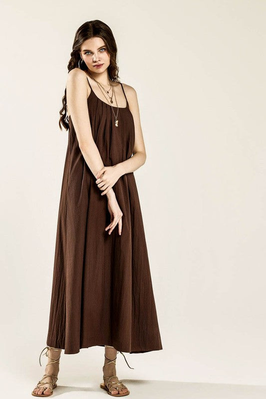 Sleeveless Tuck Detail Dress with Tie Back | view 14 | noflik | us.meeeshop