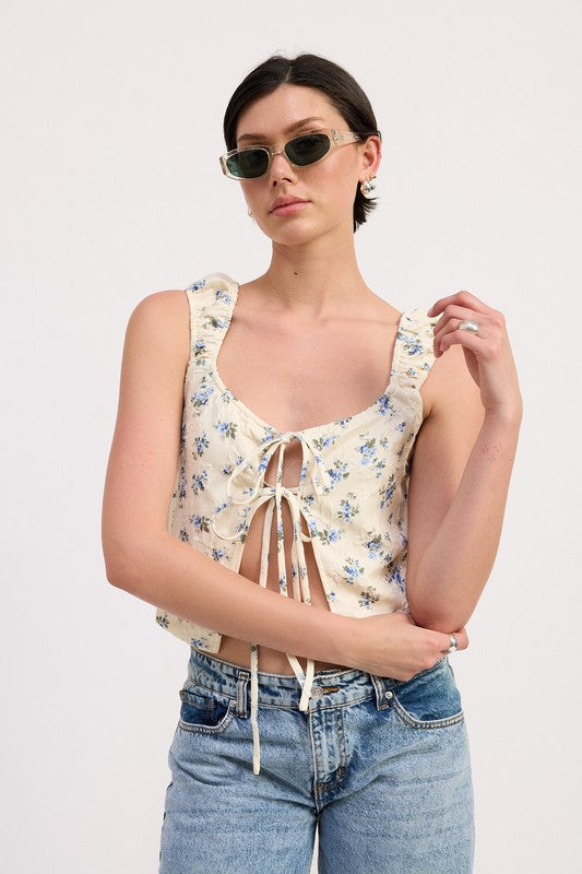 Tie Front Peasant Top - us.meeeshop